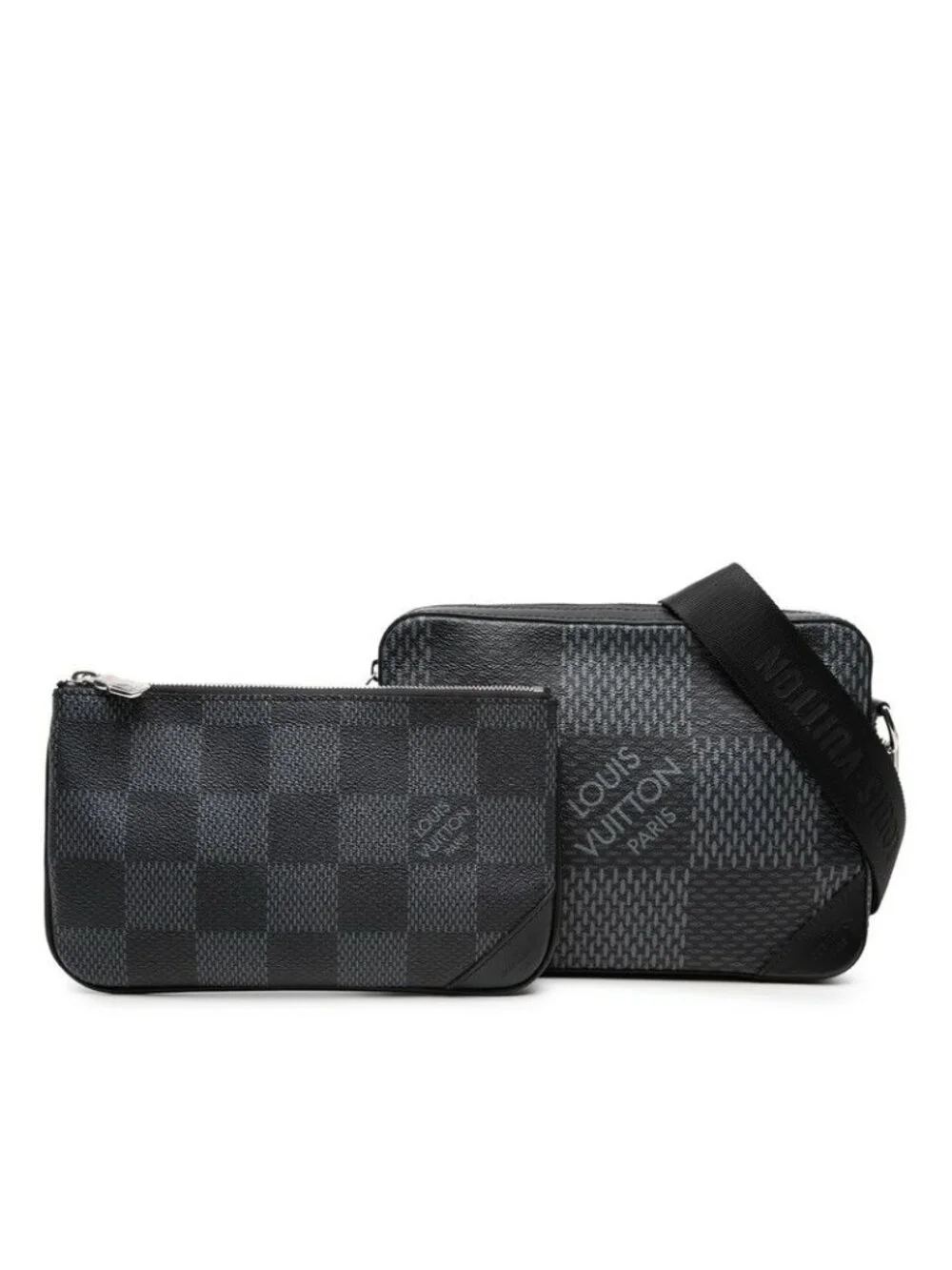 Louis Vuitton Damier Graphite Trio Messenger Shoulder Bag Black Leather